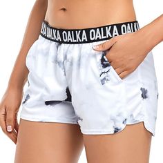 Oalka Women's Running Shorts With Pockets/ Sports Athletic Workout Fitness Lightweight Gym Shorts Sz Xxl Cloudy White Condition: Nwt Us Size: Xxl (16) Waist: 35.5 - 36.5 Hip: 46.5 - 48.5 Length: 11.8 Features/Accents: Super Soft, Breathable Knit Construction, Lightweight Quick-Drying Fabric Delivers Cool And Comfort In Hot Weather, Keeping You Dry The Whole Day. Handy Pockets On Each Side, Convenient & Roomy, One Discreet Zippered Pocket On The Right Keeps Essentials Secure. Gym Shorts Features White Athletic Shorts With Elastic Waistband For Leisure, White Stretch Activewear For Leisure, Relaxed Fit White Athletic Shorts With Elastic Waistband, Comfortable White Athletic Shorts, Sporty White Leisure Shorts, Sports Bottoms With White Letter Print, White Casual Activewear For Leisure, Casual White Activewear For Leisure, White Sports Bottoms With Letter Print