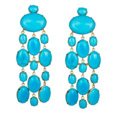 Turquoise cascade earrings by Hassan Bounkit as seen on Real Housewives of Miami Marysol Patton Real Housewives Of Miami, Turquoise Statement Earrings, Top Selling Jewelry, Semi Precious Earrings, Interchangeable Earrings, Nyc Jewelry, Yellow Quartz, Contemporary Earrings, Turquoise Green