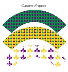 the cutout for cupcake wrappers is shown with polka dots and fleurons