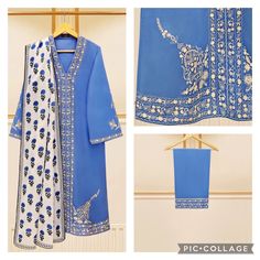 Original aghanoor  Brand new with tags 3 piece heavily embroidered dress Ready to wear medium chest 42" shirt length 47" pant length 38" Large chest 44" shirt length 47" pant 38" xl chest 47" shirt 46" pant 37" j Blue Lawn Suit With Resham Embroidery In Shantoon, Embroidered Blue Cotton Silk Lawn Suit, Semi-stitched Blue Lawn Suit With Resham Embroidery, Semi-stitched Blue Cotton Silk Lawn Suit, Blue Semi-stitched Lawn Suit With Floral Embroidery, Embroidered Suit, Pant Length, Media Chest, Embroidered Dress