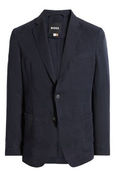 A linen-kissed blend furthers the relaxed versatility of a sport coat that's ideal for casual, warm-weather occasions. Front button closure Notched lapels Front patch pockets 74% recycled lyocell, 26% linen Dry clean Made in Turkey Sport Coat, Warm Weather, Dark Blue, Nordstrom, Dry Clean, Free Shipping, Blue