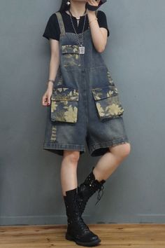 Overview: (1)Color Fading Fit &Sizing: Non-Stretchable #rompers #shorts #wideleg #jeans #overalls Froggy Overalls, Androgynous Fashion Summer, Fashion Inspo Outfits Summer, Overalls Drawing, Baggy Overalls Outfit, Cottagecore Overalls, Flower Overalls, Overalls Outfit Aesthetic, Over Alls