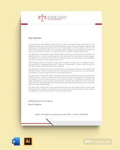 a letterhead for a business consulting company with a red stripe on the bottom corner