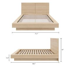 the bed frame is made up and ready to be used as a nightstand or headboard