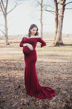 Krysten Knit Off Shoulders Maternity Gowns Fitted Maternity Gown, Gown Long Sleeve, Slim Fit Skirts, Engagement Events, Photography Dress, Maternity Gown, Maternity Gowns, Maternity Photos, Fitted Skirt