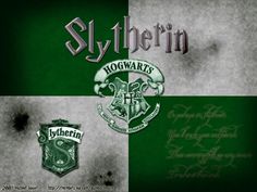 the hogwart's crest is shown in three different colors and font styles, including green