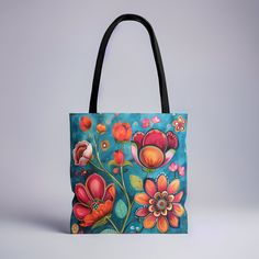 Tote Bag Canvas Floral Colorful Summer Bag Gift For Women Unique Shoulder Bag Large Tote Folk Art Bloom Tote Bag Canvas Aesthetic Gigi Gift. This practical and high-quality bag is the perfect blend of comfort and style, whether you're strolling along the beach or exploring the vibrant streets of town. 𝐃𝐄𝐓𝐀𝐈𝐋𝐒 🌺 100% Polyester 🌺 Boxed corners 🌺 Black inner stitching, transparent thread on hems. 🌺 Black cotton handles 🌺 With non-woven laminate inside 🌺 3 sizes: Small ( 12'x13'), Mediu Gigi Gift, Canvas Aesthetic, Summer Bag, Bag Canvas, Large Tote, Gift For Women, Large Bags, Black Cotton, New Product