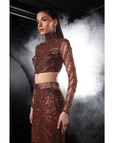 Copper Mermaid Lehenga Set | Copper Lehenga Set | Bora Honey's – B Anu Designs Glamorous Fitted Embellished Sets, Glamorous Embellished Sets For Party Season, Glamorous Embellished Sets For Party, Glamorous Sequined Evening Sets, Glamorous Sets For Festive Night Out, Glamorous Festive Sets For Night Out, Glamorous Festive Night Out Sets, Glamorous Sequined Lehenga For Party, Bollywood Style Sequined Party Sets