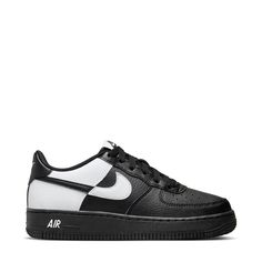 The Nike Air Force 1 NN Youth Sneakers are most certainly a showstopper. They feature a unique design that will turn heads. And with their superior comfort, your child will be winning no matter how you look at it.Perforations on toe box for breathability. Hidden Air cushioning for comfort and support. Rubber outsole for durability and traction. Padded tongue and collar. Materials: real and synthetic Leather. Lace-up. Sporty Nike Air Force 1 With Synthetic Material, Sporty Nike Air Force 1 Low-top, Sporty Synthetic Nike Air Force 1, Sporty Fade-resistant Nike Air Force 1 For Streetwear, Nike Air Force 1 Fade-resistant For Sports, Black Nike Air Force 1 Low-top Breathable, Sporty Nike Air Force 1 Breathable Synthetic, Modern Black Nike Air Force 1 For Sports, Black Nike Air Force 1 Breathable Sporty