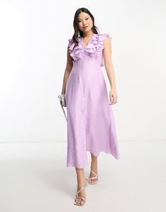 Nobody's Child Petite frill midaxi dress in lilac | ASOS Midaxi Dress, Drop Top, Trending Now, No Frills, Access Denied, Must Haves, Lilac, Latest Trends, Asos