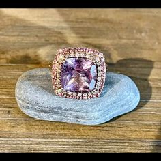 Authentic Like New Carol Brodie Candle Light Amethyst & White Topaz, Pink Sapphire Rose Vermeil Ring In Size 6. Please Check Out Pics For Detail. Thank You. Light Amethyst, 6 Rings, Candle Light, White Topaz, Pink Sapphire, Womens Jewelry Rings, Pink White, Topaz, Sapphire