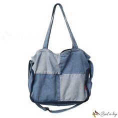 Bird in Bag - New student crossbody bag female fashion popular spelling color denim handbag large capacity shoulder bag Trendy Large Capacity Cotton Hobo Bag, Trendy Cotton Crossbody Shoulder Bag, Trendy Cotton Shoulder Bag, Trendy Large Capacity Cotton Bucket Bag, Trendy Cotton Bucket Shoulder Bag, Trendy Cotton Shoulder Bucket Bag, Trendy Cotton Shoulder Bag For School, Denim Blue Cotton Shoulder Bag, Trendy Cotton Satchel With Large Capacity