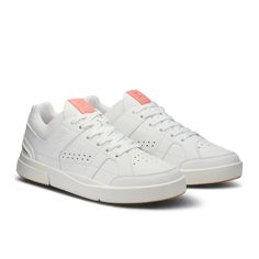 Our most expressive tennis-inspired sneaker. A bold, nostalgic look meets hidden CloudTec® cushioning – for all-day comfort | On Women's THE ROGER Clubhouse Lifestyle Shoe in White/Flamingo, Size: 41. All day, tennis-inspired, '90s aesthetic Active Life. Performance All Day | Recycled Polyamide/Recycled Polyester Sneakers For Light Sports With White Sole Medium Fit, Modern Tennis Sneakers With Perforated Toe Box, Tennis Sneakers With Abzorb Midsole, Sporty Tennis Sneakers With Perforated Toe Box, Athleisure Low-top Golf Shoes With Boost Midsole, Casual Tennis Running Shoes With Perforated Toe Box, High-top Tennis Sneakers With White Sole, High-top White Sole Tennis Sneakers, Functional Round Toe Tennis Sneakers