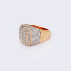 14K  Baguette 1.43ct Diamonds Octagon Men's Ring Luxury Modern Men's Ring With Octagon Shape, Luxury Men's Ring With Baguette Diamonds, Luxury Octagon Men's Ring, Luxury Elegant Men's Octagon Ring, Luxury Modern Octagon Men's Ring, Luxury Modern Men's Octagon Ring, Cubic Zirconia Bracelet, Octagon Shape, Round Diamond Ring