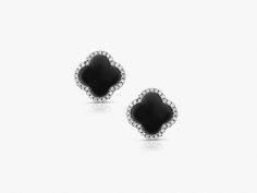 Black Onyx Silver Earrings , Onyx silver Studs, Black Gemstone, Four Leaf Clover, Minimalist Earrings, Modern Studs, Bridesmaid Earrings Beautiful clover shape black onyx studs are shiny and gorgeous. Best jewelry for women, girls to attend parties, weddings or any other activities. .CRAFTED : 925 Sterling Silver Rhodium Plated for a life-time luster. Posts ensure earrings are securely and comfortably in place throughout your daily life. .SPECIFICATIONS & SIZES: Earrings Size: 10X10 mm. Tota Luxury Black Gemstone Earrings, Classic Black Jewelry With Black Diamonds, Black Pierced Earrings In Fine Jewelry Style, Black Pierced Earrings Fine Jewelry, Black Gemstone Earrings For Anniversary, Black Diamond Earrings For Gift, Fine Jewelry With Black Diamonds And Onyx, Fine Jewelry Onyx With Black Diamonds, Black Drop Earrings For Anniversary