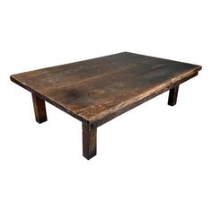 an old wooden table is shown against a white background