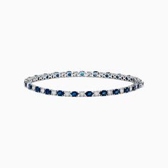 Effy Royale Bleu 14k White Gold Blue Sapphire and Diamond Bracelet Formal Sapphire Gemstone Bracelet, Formal Blue Diamond-cut Bracelet, Blue Diamond Cut Bracelet For Formal Occasions, Classic Sapphire Bracelets For Formal Occasions, Formal Blue Diamond Cut Bracelet, Formal Blue Gemstone Bracelets, Blue Gemstone Bracelets For Formal Occasions, Classic Blue Diamond Bracelet For Formal Occasions, Classic Blue Gemstone Bracelet