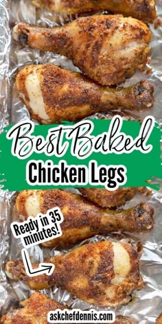 The BEST Easy Baked Chicken Legs! Chicken Leg And Thighs Recipes, Chicken Legs In The Oven, Chicken Legs In Oven, Crispy Baked Chicken Legs, Chicken Legs Recipes