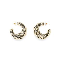 These Fashion Gold-Tone Crescent Hoop Earrings from Madden NYC are timeless pieces that are perfect for any occasion. These womens earrings feature a small-sized sculpted crescent, open-hoop design with a post-back closure. Theyre handcrafted in polished gold-tone metal and easily complete your outfit of the daynow its easier than ever to accessorize. Size: one size.  Gender: female.  Age Group: adult. Madden Nyc, Womens Earrings, Hoop Design, Gold Fashion, Gold Tone Metal, Timeless Pieces, Jewelry Inspiration, Crescent, Gender Female