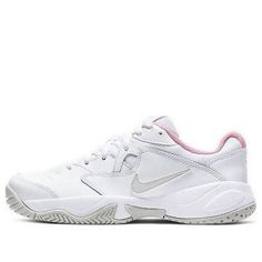 The Nike Court Lite 2 'White Pink Foam' is the perfect sneaker for the court. Featuring a rubber sole for superior traction and cushioning, these shoes provide excellent shock absorption and support for both feet. The unique outsole design ensures you can move quickly and confidently around the court. The classic silhouette and White/Pink colorway make this sneaker a timeless choice for any adult. Inspired by the sport of tennis, the Nike Court Lite 2 is the perfect choice for training and competition. (SNKR/Women's/Gift Recommend) Tennis Court Shoes Women, White Slip-resistant Synthetic Sneakers, Nike Sporty Tennis Sneakers, Summit White Sporty Sneakers With Round Toe, Sporty Summit White Sneakers With Round Toe, Nike High-top Sneakers For Tennis, Nike Tennis Sneakers With Round Toe, Nike Summit White Sneakers For Sports, Nike Lace-up Tennis Sneakers