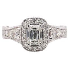 Christopher Designs CRISSCUT Diamond Halo Engagement Ring Style: Pave Halo Metal: 18kt White Gold Size: 6 sizable TCW: 2.00 tcw Main Diamond: Crisscut Diamond ( Emerald Cut ) 0.75 cts Color & Clarity: G, VS1 Accent Diamonds: 86 Crisscut Diamonds 1.25 tcw Color & Clarity: G - H, VS1 - VS2 Hallmark: P4999 CRISSCUT 18K Includes: Certified Appraisal - Elegant Ring Box Retail: $15,000 Sku#13450TDN022022 Crisscut Diamond, Gold For Sale, Elegant Ring, Halo Diamond Engagement Ring, Engagement Ring Styles, Halo Engagement, Emerald Cut Diamonds, Halo Engagement Ring, Jewelry Rings Engagement