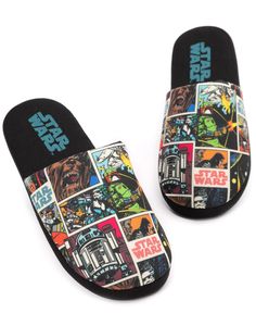 PRICES MAY VARY. SEE SIZE GUIDE IMAGE TO HELP FIND YOUR SIZE STAR WARS COMIC MEN'S SLIPPERS – Our slippers are the perfect way to transform into your favourite Jedi. Perfect for any fan of the famous Star Wars series, these shoes will be sure to keep you warm and cosy. MIXED MATERIALS MOVIE HOUSE SHOES - These character slippers are made from textiles with a synthetic sole. They are super cosy, light and very soft perfect for keeping your toes toasty whilst lounging around at home. ALL OVER COMI Cartoon Star Wars, Pig Slippers, Star Wars Series, Cartoon Star, Famous Star, Classic Star Wars, Retro Comic Book, Star Wars Comics, Star Wars Merchandise