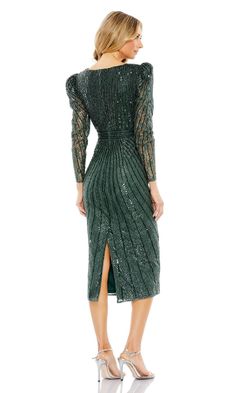 Beaded lace v-neck long sleeve semi-formal midi dress. Cute Hoco Dresses, Junior Party Dresses, Long Sleeve Sheath Dress, Sheath Skirt, Unique Prom Dresses, Fitted Midi Dress, Short Homecoming Dress, Formal Party Dress, Lace Long Sleeve