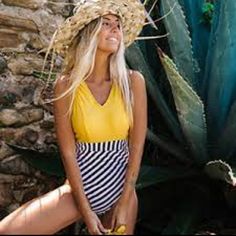 Details: Fabric: Shell: 80% Nylon, 20% Spandex. Lining: 90% Polyester, 10% Spandex. Design: Yellow Striped One Piece Swimsuit With V Neck And V Back. About Cup Style: With Padding Bra Garment Care: Regular Wash. Recommend With Cold Water. Do Not Use Bleach. Do Not Tumble Dry. Occasion: Best Holiday Gifts For Mom, Wife, Girlfriend Or Women You Love. Perfect For Tropical Vacations, Summer, Beach & Pool, Honeymoon, Cruise. New With Tags!!! 1 Yellow Lined Swimwear For Beach, Yellow Lined Swimwear For The Beach, Yellow Lined Swimwear For Sunbathing, Yellow Lined Swimwear For Vacation, Yellow Beachwear Swimwear With Lined Body, Yellow Lined Beachwear Swimwear, Yellow One-piece Swimwear For Pool, Yellow One-piece Swimwear With Lined Body, Yellow Lined Bodysuit For Vacation