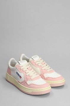 Exterior: 100% Leather 100% FabricInterior: 100% Fabric Sole: Rubber | Autry Women's 01 Sneakers in Rose-pink Leather in Rose/Pink | SS23 Autry Sneakers Outfit, Autry Sneakers, Yellow Cream, Aesthetic Shoes, Pink Sneakers, Goat Leather, Sneakers Outfit, Sneaker Wedge, Leather Logo