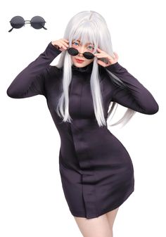 PRICES MAY VARY. Package Including: 1x Satoru Cosplay Dress, 1x Glasses US Size dress has elasticity,it is recommended to choose regular size,zipper closure, easy to wear and take off Stretchy Material: The Satoru Costume is made of polyester fiber, which is soft, smooth, breathable and comfortable to wear in summer Occasion: Satoru cosplay costume dark purple dress, comes with a pair of glasses to complete the look, suitable for Halloween, Christmas, costume parties, stage play, and everday wea Dress With Glasses, Costumes With Glasses, Gojo Satoru Cosplay, Dark Purple Dress, Dark Purple Dresses, Cosplay Contacts, Costume Women, Anime Cosplay Costumes, Christmas Costume