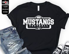 Personalized Mustang School Spirit T-Shirt Crewneck, Hoodie Hooded Sweatshirt Football, Baseball, Basketball, Softball, Track, Volleyball, Cross Country, Cheer, Wrestling Not all colors are available in all sizes and styles.  Please check the color and size charts in photos. We do our best to accurately represent shirt colors by using actual photos but do understand that all monitors will display differently. Please contact us prior to purchase with any questions on sizing or colors. Your purchase includes a custom imprint created specifically for your team! A product proof will be emailed to you within 1 business day.  Please keep an eye on your Etsy messages and reply with any changes within 24 hours. Your order will be sent to production after that time if no response is received. Exces Mustang School Spirit Shirts, Cheer Designs, Mustang Shirt, Represent Shirt, School Spirit Shirts, Football Football, Spirit Shirts, Football T Shirt, Star Shirt