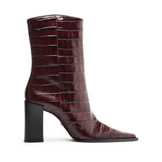 Raffaela Bootie Maroon Boots, Skirts Jeans, Clear Heels, Midi Skirts, Pump Sandals, Leather Booties, Fall Season, Wedge Sandals, Block Heels