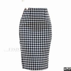 Fisdy - Thickened Half-Length Skirt in Houndstooth Grid Pattern for a Sleek Silhouette Red Knit Sweater, Knee Length Skirt Pencil, Wrap Around Skirt, Twist Knot, Elegant Red, Beauty Stuff, Houndstooth Pattern, Types Of Skirts, Knit Sweater Cardigan