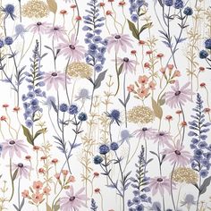 a floral wallpaper with purple and pink flowers