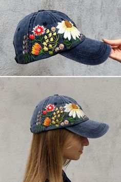 No spring outfit is complete without a hand-embroidered floral baseball hat. It's the easy outfit accessory for any spring look. #springaccessory #springoutfit #springfashion #casualoutfit Spring Snapback Hat With Embroidered Patch, Custom Embroidered Summer Baseball Cap, Spring Hats With Embroidered Patch And Curved Brim, Custom Embroidery Summer Baseball Cap, Custom Embroidered Baseball Cap For Summer, Curved Brim Hats With Embroidered Patch For Spring, Embroidered Baseball Cap For Spring, Spring Snapback Hat With Custom Embroidery, Summer Embroidered Visor Hat