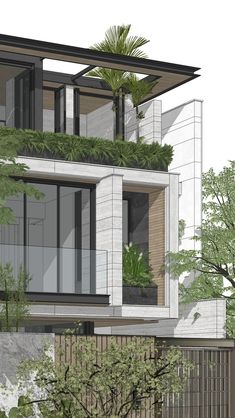 an artist's rendering of a building with plants growing on the balconies