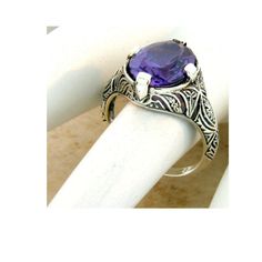 Vintage Estate 6.00 Carat Lab Created Color Changing Alexandrite Solitaire Filigree Ring. Stone Changes Color When Exposed To Different Lighting Conditions. 925 Solid Sterling Silver. Stamped 925. Excellent Condition/Like New. Engraved Silver Amethyst Ring In Sterling Silver, Vintage Oval Amethyst Ring In Sterling Silver, Oval Amethyst Ring With Filigree In Sterling Silver, Elegant Silver Engraved Amethyst Ring, Oval Sterling Silver Filigree Amethyst Ring, Elegant Engraved Silver Amethyst Ring, Engraved Sterling Silver Amethyst Ring For Anniversary, Handmade Oval Filigree Ring Classic Style, Classic Handmade Oval Filigree Ring