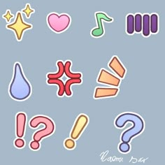 various stickers with different shapes and colors