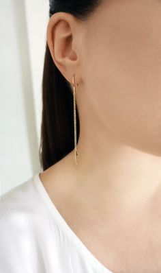 14K 9K Minimalist Long Chain Earrings, Long Chain Dangle Earrings, Dainty solid gold earrings, Simple Lightweight Drop Earrings, Gold Charm Earrings, FREE EXPRESS SHIPPING Dainty, minimalist long chain dangle and drop earrings with small charms made in 14K or 9K solid gold. A lovely, versatile pair of earrings that you will love wearing all day, everyday! Whisper....I Love Minimalism! :) ------------------------------------------------- D E T A I L S 14K Solid Gold or 9K Solid Gold Length: 8.5cm 14k Yellow Gold Threader Earrings, 14k Gold Threader Earrings For Everyday, 14k Yellow Gold Filled Threader Earrings, 14k Gold Filled Yellow Gold Threader Earrings, Hypoallergenic Yellow Gold Linear Earrings For Everyday, Gold 14k Threader Earrings For Everyday, Yellow Gold Threader Earrings For Everyday, Everyday 14k Gold Threader Earrings, Classic Yellow Gold Dangle Threader Earrings