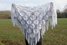 Hand crocheted white openwork shawl Composition: 100% acrylic. Dimensions: 2.15 x 1.40 x 1.40 m + 22 cm fringes. Shawl set large, soft. Shawl is soft and elegant. Shawl is ready to ship. Soft Shawl, Elegant Shawl, White Crochet, Shawls And Wraps, Hand Crochet, Scarf Wrap, Scarf Accessory, Shawl, Etsy Accessories