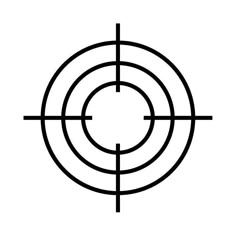 a black and white image of a crosshaired target in the center of a circle