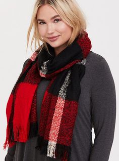 This bold and cozy buffalo plaid scarf flaunts fringe trim and lots of coverage to weather the season in style. Fringe trim . Polyester. Wash cold; dry flat. Imported. The best plus size women's red plaid oversized fringe scarf scarves in multi. Torrid is your destination for cozy fall and winter clothes to keep you warm and comfortable. Mackenzie Tartan, Buffalo Plaid Scarf, Red Plaid Scarf, Clothes For Fall, Fashion Over 60, Turtleneck Poncho, Style Leggings, Head Wrap Headband, Chiffon Wrap