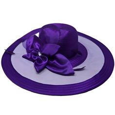 The Essential Collection Style: 10036 Charming & Unique Design Wide Brim Ribbon Hat Multiple Color Choices! Dressy Hats, Purple Hat, Red Hat Society, Fancy Suit, Purple Hats, Floral Ribbon, Fancy Hats, Red And Purple, Church Hats