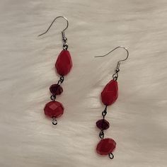 Faceted Red Beads With Silver Tone Ear Hooks. Smoke Free And Pet Free Home. New And Never Worn, Handcrafted By Me! Must Bundle In My Closet. Red Faceted Beads Jewelry For Party, Red Dangle Jewelry With Faceted Beads, Red Dangle Beaded Earrings For Party, Elegant Red Beaded Earrings For Party, Elegant Red Beaded Party Earrings, Red Party Beaded Earrings With Colorful Beads, Red Wire Wrapped Earrings For Party, Disney Princess Earrings, Red Beaded Earrings