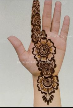 the hand is decorated with henna designs