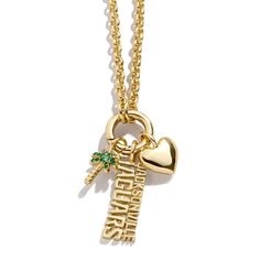 Showcase your Jacksonville Jaguars pride with this charming necklace from WEAR by Erin Andrews. With an adjustable chain and a lobster clasp closure, this necklace offers a comfortable and secure fit. The charm, measuring approximately 1.5" x 1" x .75", features enameled details and embossed graphics, adding a touch of elegance to your game-day attire. Adjustable Necklace With Removable Charms For Everyday, Charm Necklaces With Adjustable Chain For Personalized Gifts, Adjustable Charm Necklace For Personalized Gift, Embossed Graphics, Erin Andrews, Jacksonville Jaguars, Lobster Clasp, Charm Necklace, Jewelry Necklace Pendant