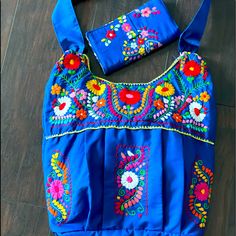 Beautiful Hand Made Purse By Indigenous From Oaxaca Mexico Blue Embroidered Bag For Daily Use, Blue Bags With Floral Embroidery For Daily Use, Daily Use Blue Bags With Floral Embroidery, Embroidered Blue Rectangular Shoulder Bag, Embroidered Blue Bag, Blue Embroidered Bags For Everyday Use, Blue Embroidered Bag For Everyday Use, Rectangular Blue Embroidered Shoulder Bag, Everyday Blue Embroidered Bags