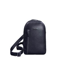 This stylish one-shoulder men's backpack is the perfect addition to the everyday wardrobe of a modern man who values convenience and practicality. Its sleek design makes it easy to pair with any casual look. The sling bag features a single zippered compartment, with several interior pockets for smaller items, and an external pocket on the front for added functionality. Crafted from durable genuine leather, the bag retains its shape while offering a sturdy textile lining inside. The adjustable st Sling Bag Black, Shoulder Sling, Leather Pieces, Men's Backpack, Everyday Wardrobe, Modern Man, Pebbled Leather, Sling Bag, Leather Men