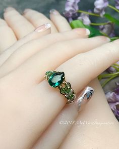 Hydrothermal Green Quartz, Dark Emerald Green Hand Crafted Wire Wrapped Ring in 14k GF or Sterling Silver, May Birthstone, Unique Engagement Green Emerald Cut Jewelry With Gemstone Accents, Green Emerald-cut Gemstone Accent Jewelry, Emerald Cut Green Gemstone Jewelry, Green Emerald Ring With Accent Stones For May Birthstone, Green 14k Gold Birthstone Ring With Accent Stones, Green Gemstone Accents 14k Gold Jewelry, 14k Gold Jewelry With Green Gemstone Accents, Green Emerald Rings With Accent Stones, Green Prong-set May Birthstone Ring