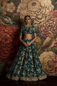 Teal Green Color Bridal Lehenga Choli inspired from Sabyasachi Collect – Panache Haute Couture Designer Gold Choli With Meenakari, Green Meenakari Saree For Reception, Green Raw Silk Lehenga For Reception, Green Meenakari Anarkali Set For Reception, Diwali Green Sets With Gold Embroidery, Festive Green Sets With Gold Embroidery, Brocade Lehenga With Gold Embroidery For Festivals, Designer Green Lehenga With Meenakari, Designer Wear Green Lehenga With Meenakari